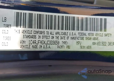 2018 Jeep Grand Cherokee Laredo E 4X4 from USA, damaged, VIN 1C4RJFAGXJC333650